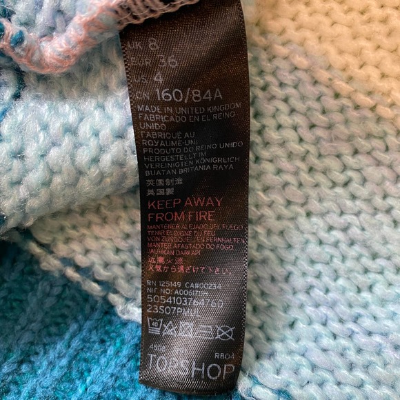 TOPSHOP Colorblock Sweater Striped Crew Neck SZ US 4 - Picture 4 of 6